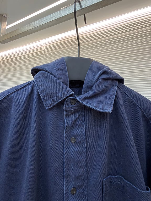 Balenciaga Hooded Denim Jacket Navy - 13