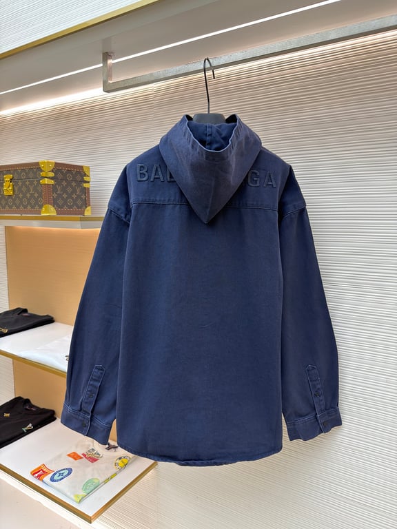 Balenciaga Hooded Denim Jacket Navy - 14