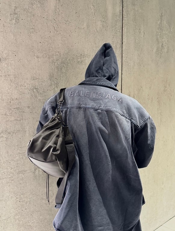 Balenciaga Hooded Denim Jacket Navy - 5