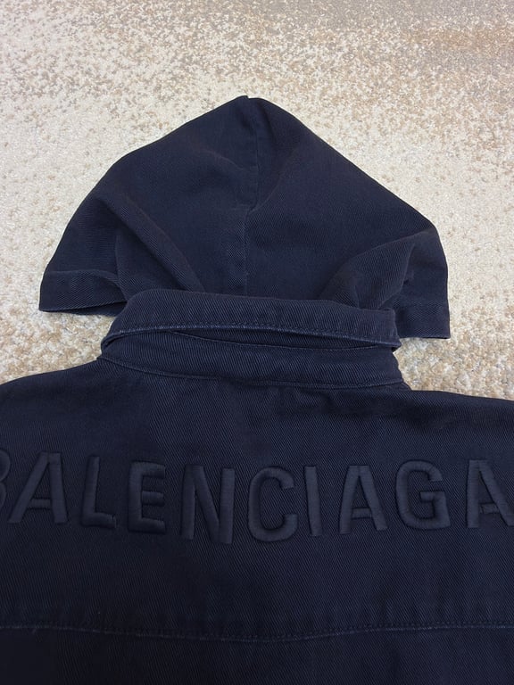 Balenciaga Hooded Denim Jacket Navy - 8