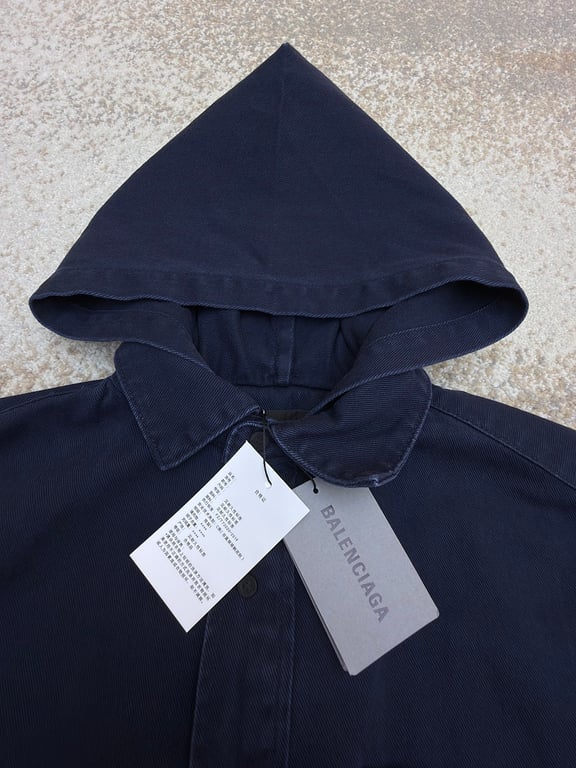 Balenciaga Hooded Denim Jacket Navy - 9