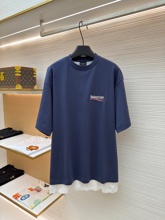 Balenciaga Political Campaign Layered T-Shirt Navy - 14