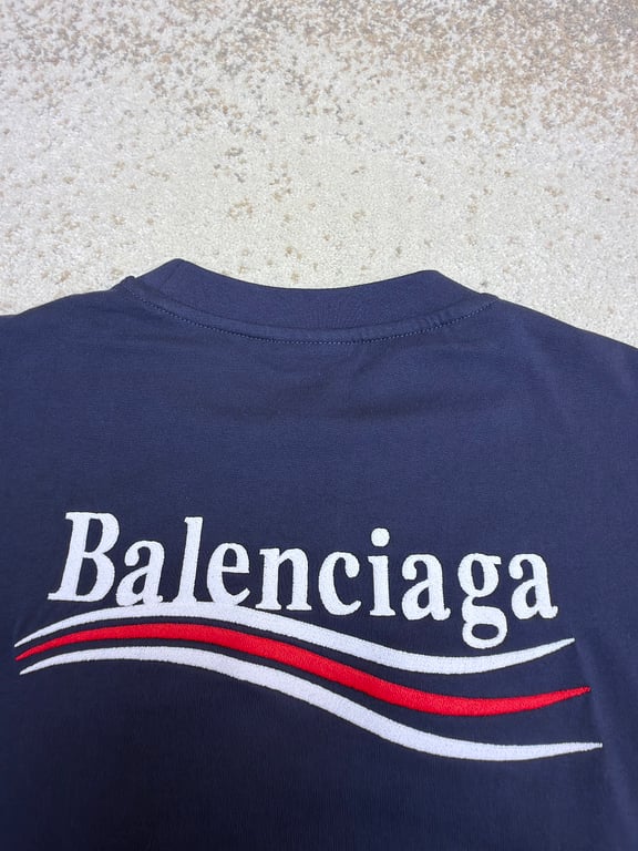 Balenciaga Political Campaign Layered T-Shirt Navy - 10