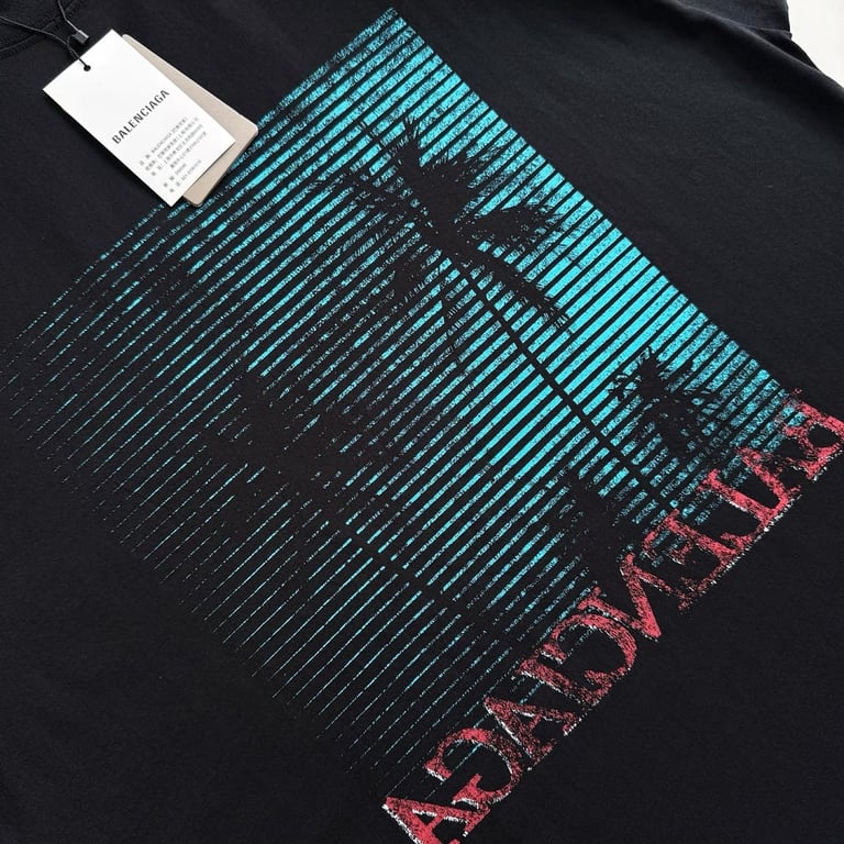 Balenciaga Palm Tree Graphic T-Shirt Black - 13