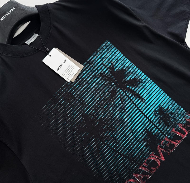 Balenciaga Palm Tree Graphic T-Shirt Black - 10