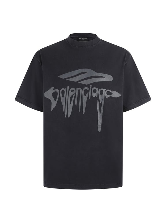 Balenciaga Graphic Logo Washed T-Shirt Black - 6