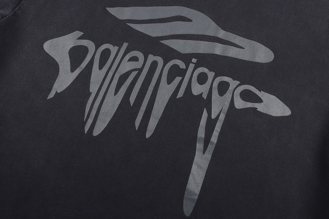Balenciaga Graphic Logo Washed T-Shirt Black - 10