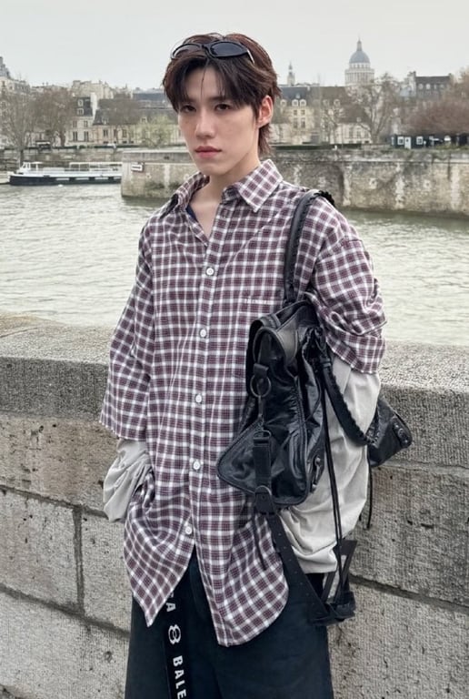 Balenciaga Plaid Double Sleeve Shirt 31934-31L - 9