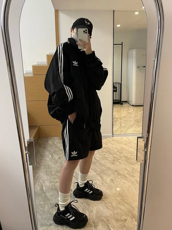 Balenciaga x Adidas Striped Shorts Black - 5