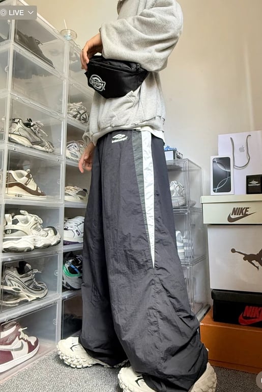 Balenciaga Color-Block Track Pants Grey Green - 12