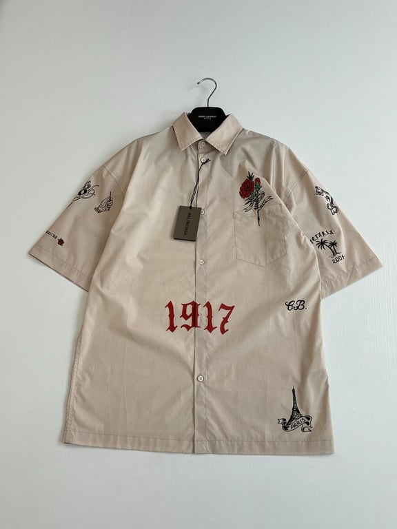 Balenciaga 1917 Graphic Short Sleeve Shirt Beige - 6