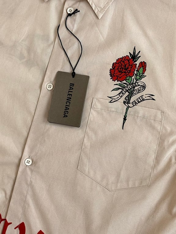 Balenciaga 1917 Graphic Short Sleeve Shirt Beige - 9