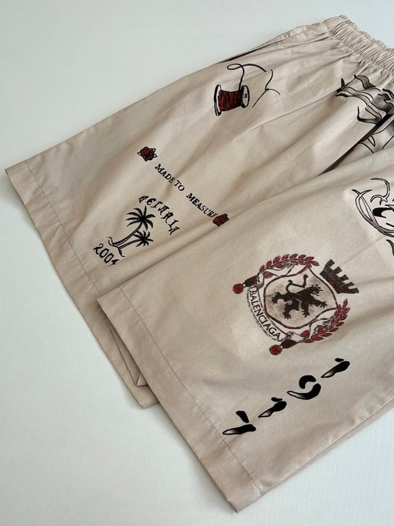 Balenciaga Tattoo Graphic Shorts Beige - 12