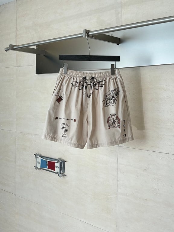 Balenciaga Tattoo Graphic Shorts Beige - 4