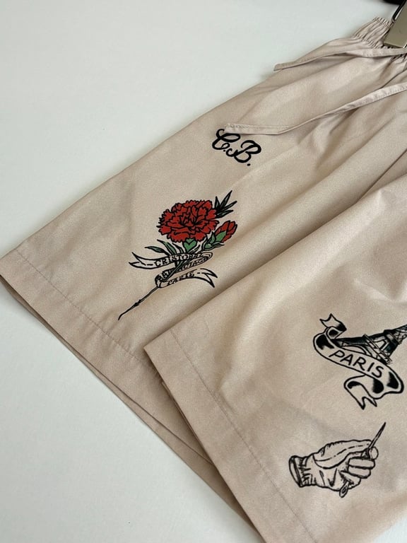 Balenciaga Tattoo Graphic Shorts Beige - 10