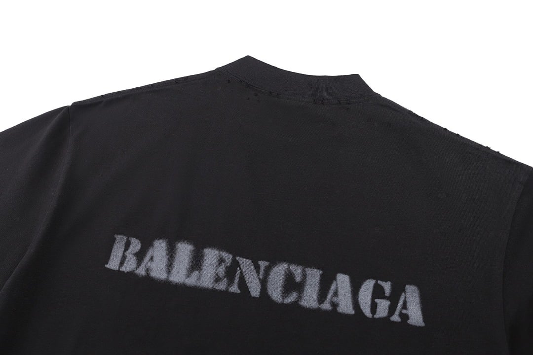 Balenciaga Spray Logo Distressed T-Shirt - 10