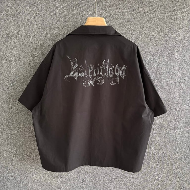 Balenciaga Metal Logo Short Sleeve Shirt Black - 3