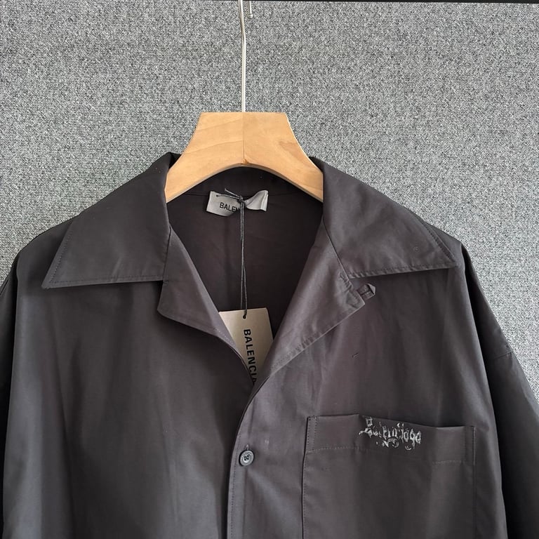 Balenciaga Metal Logo Short Sleeve Shirt Black - 4