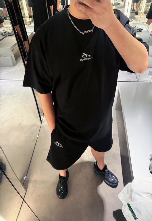 Balenciaga Logo Sweat Shorts Black - 3