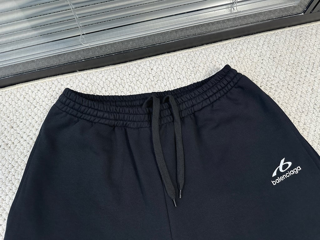 Balenciaga Logo Sweat Shorts Black - 6