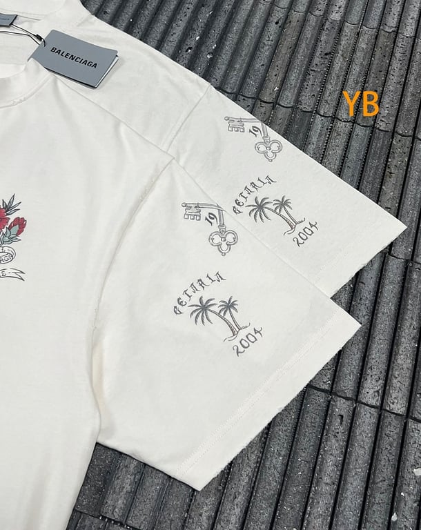 Balenciaga Tattoo Graphic T-Shirt Cream - 12