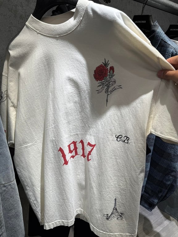 Balenciaga Tattoo Graphic T-Shirt Cream - 14
