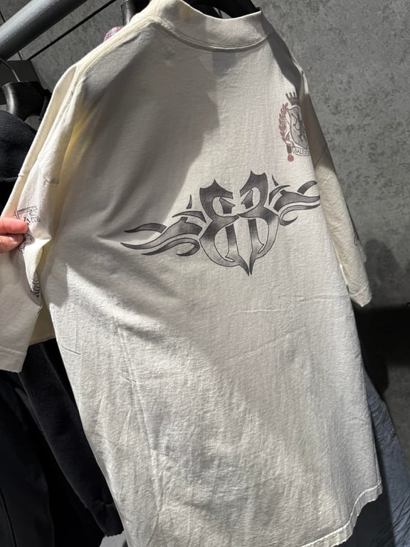 Balenciaga Tattoo Graphic T-Shirt Cream - 15