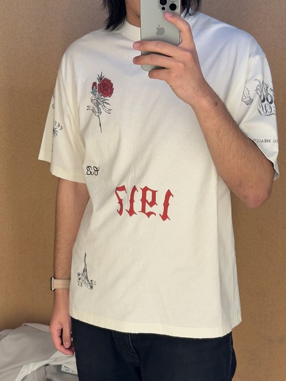 Balenciaga Tattoo Graphic T-Shirt Cream - 17