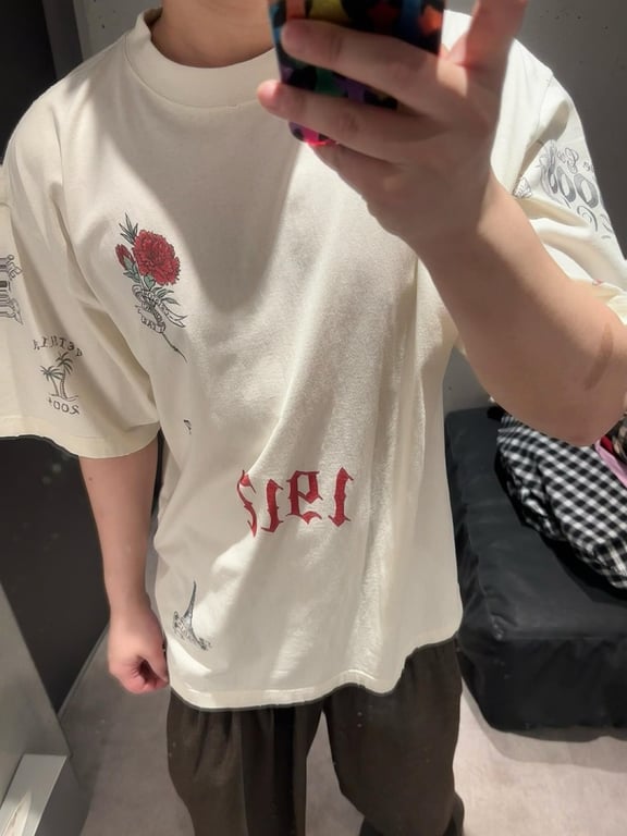 Balenciaga Tattoo Graphic T-Shirt Cream - 18
