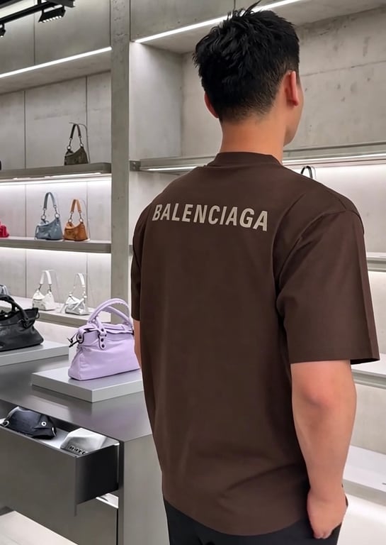 Balenciaga Logo T-Shirt Brown - 3