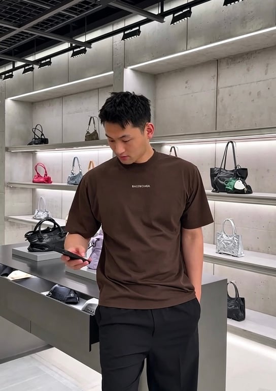 Balenciaga Logo T-Shirt Brown - 4