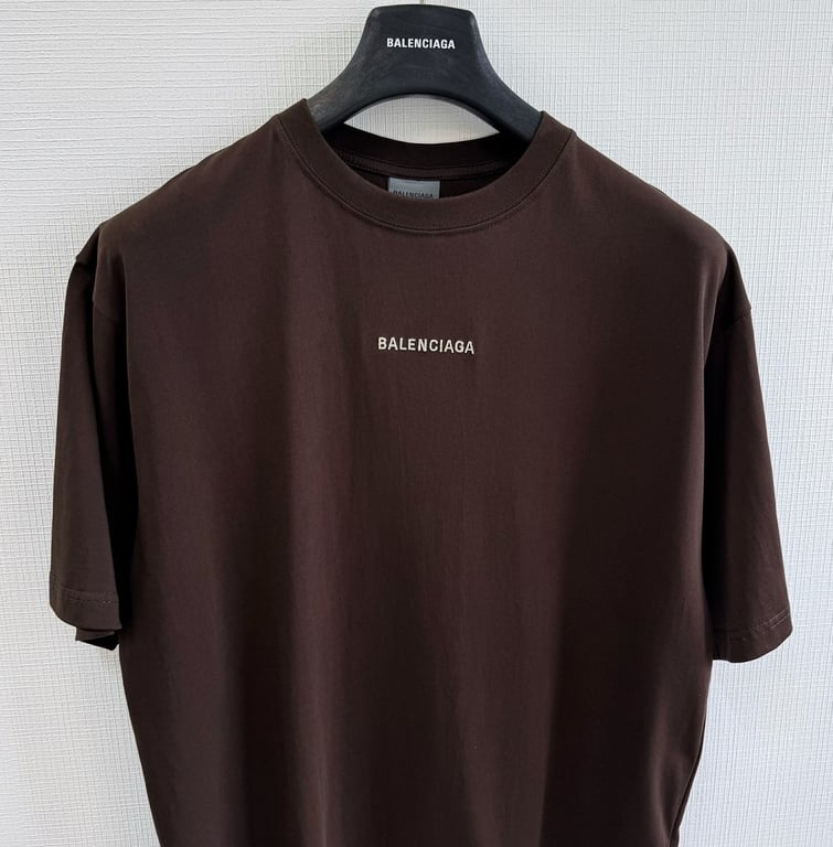 Balenciaga Logo T-Shirt Brown - 5