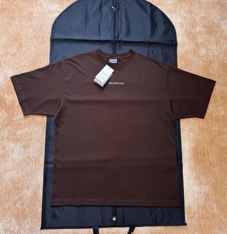Balenciaga Logo T-Shirt Brown - 7
