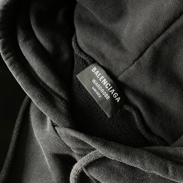 Balenciaga Washed Black Embroidered Hoodie - 11