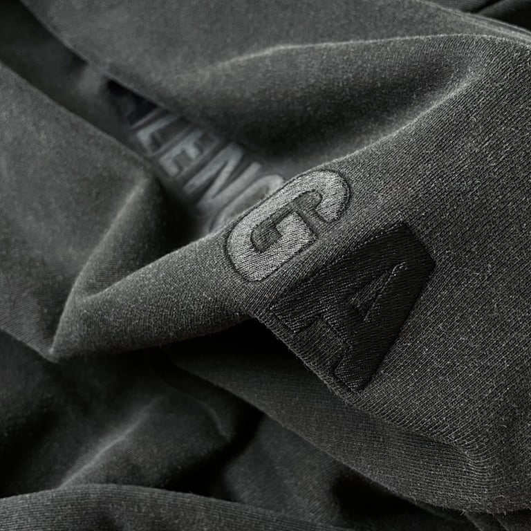 Balenciaga Washed Black Embroidered Hoodie - 7
