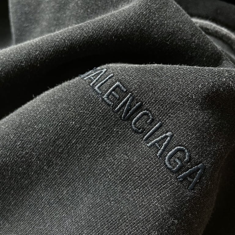 Balenciaga Washed Black Embroidered Hoodie - 10