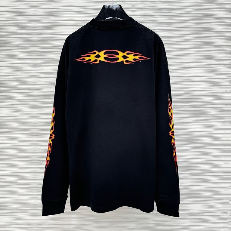 Balenciaga Flame Graphic Long Sleeve Black - 2