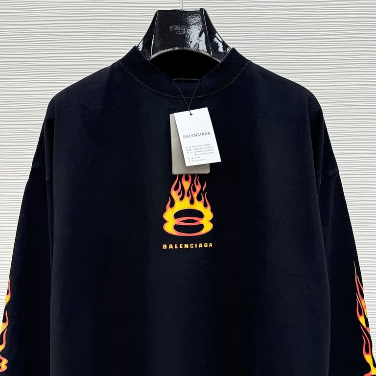 Balenciaga Flame Graphic Long Sleeve Black - 3