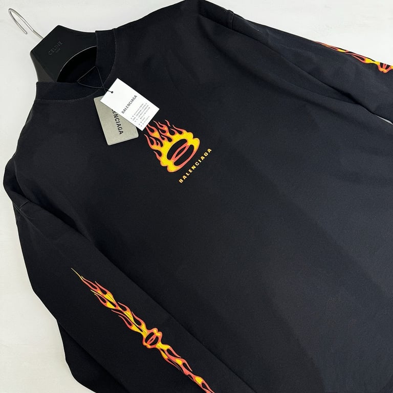 Balenciaga Flame Graphic Long Sleeve Black - 4