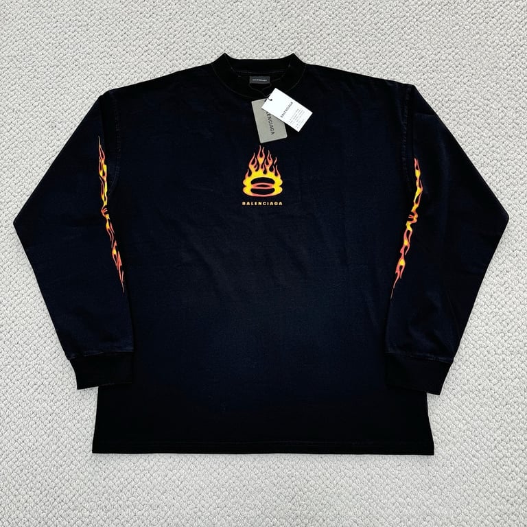 Balenciaga Flame Graphic Long Sleeve Black - 9