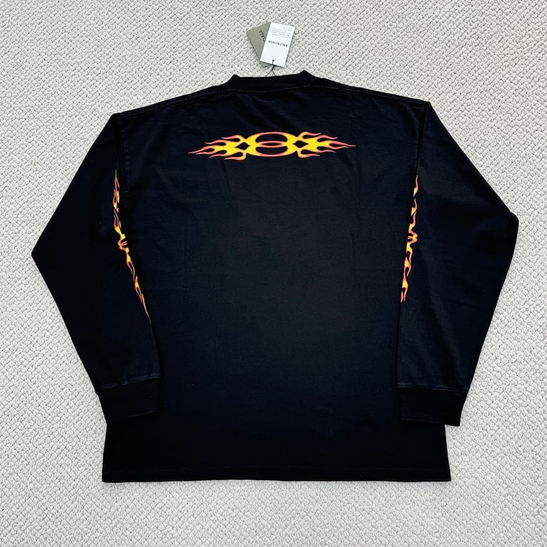 Balenciaga Flame Graphic Long Sleeve Black - 10