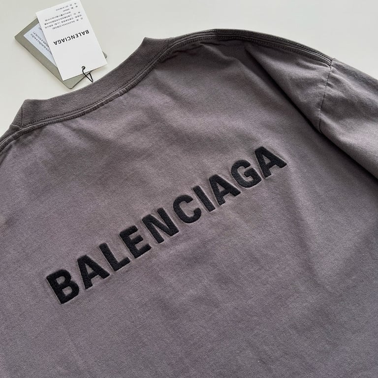 Balenciaga Embroidered Logo T-Shirt Grey - 12