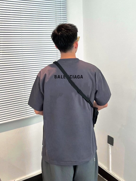 Balenciaga Embroidered Logo T-Shirt Grey - 17