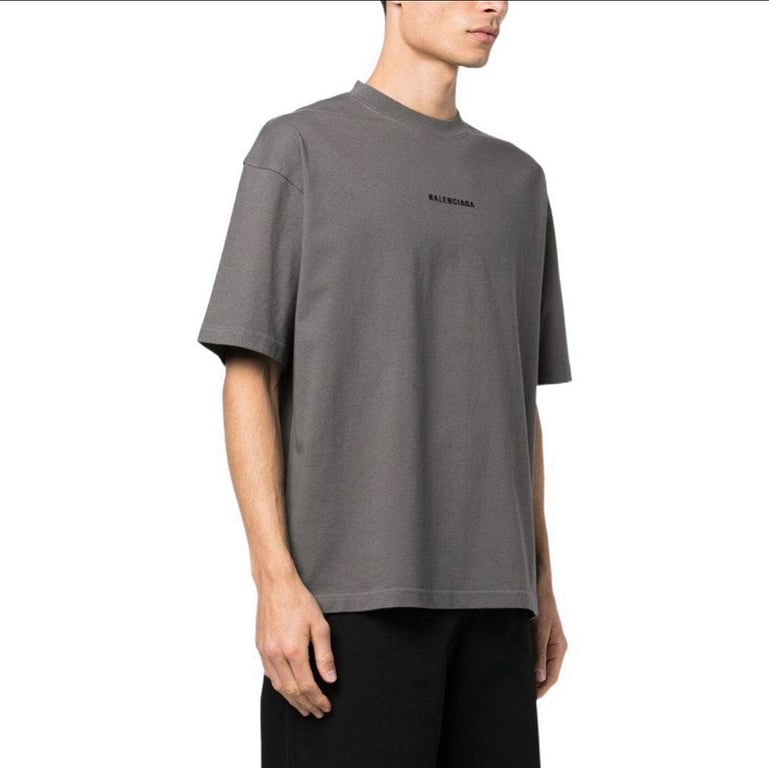 Balenciaga Embroidered Logo T-Shirt Grey - 4