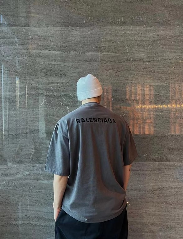 Balenciaga Embroidered Logo T-Shirt Grey - 6