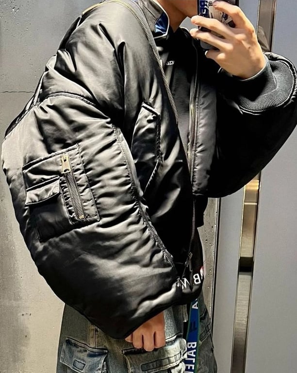 Balenciaga Layered Hoodie Bomber Jacket Black - 3