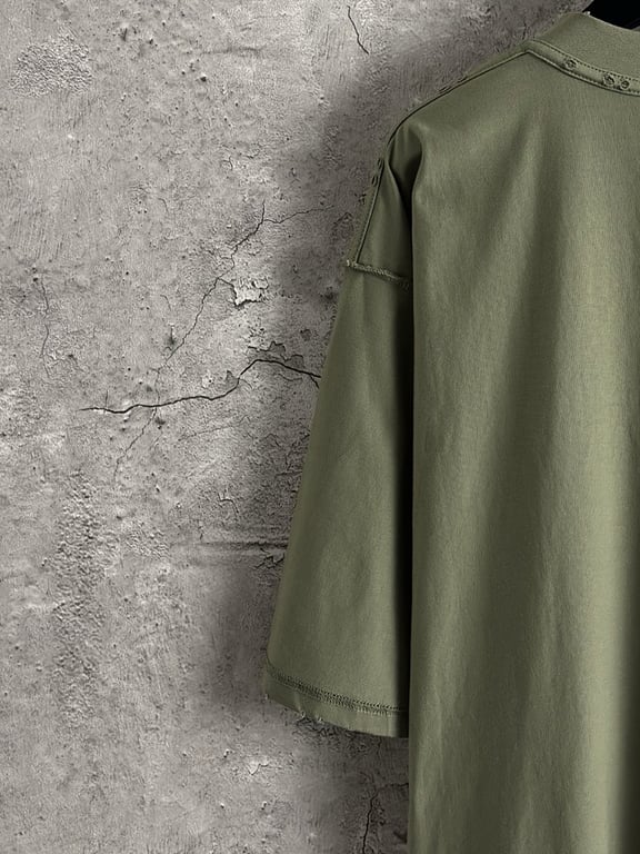 Balenciaga Distressed Logo Tee Olive - 7