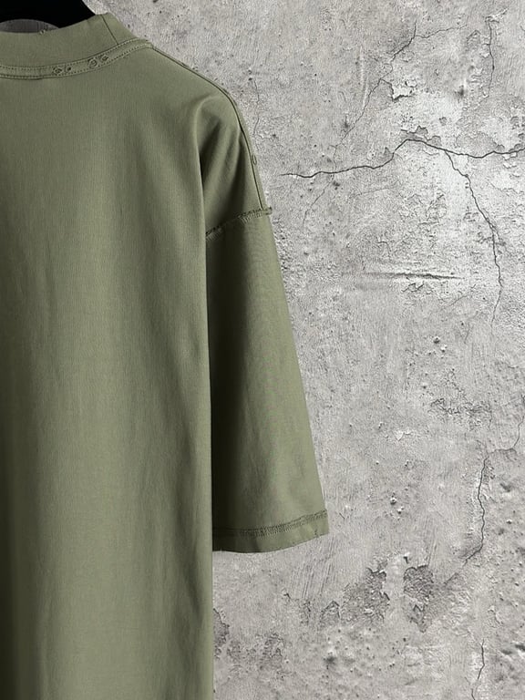 Balenciaga Distressed Logo Tee Olive - 8