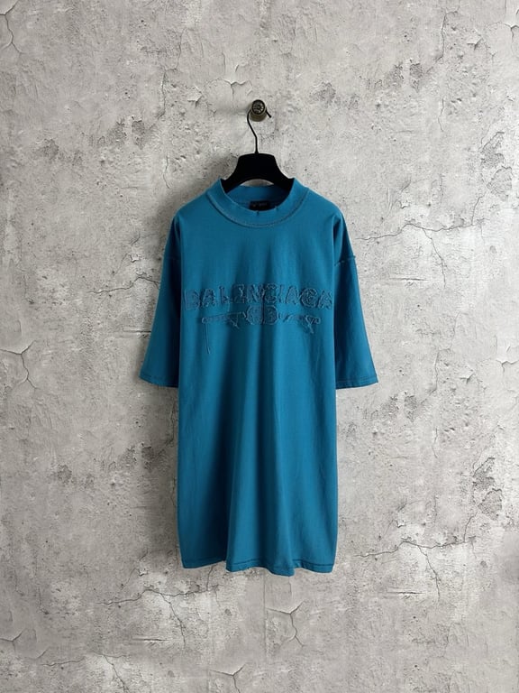 Balenciaga Distressed Logo Tee Olive - 10