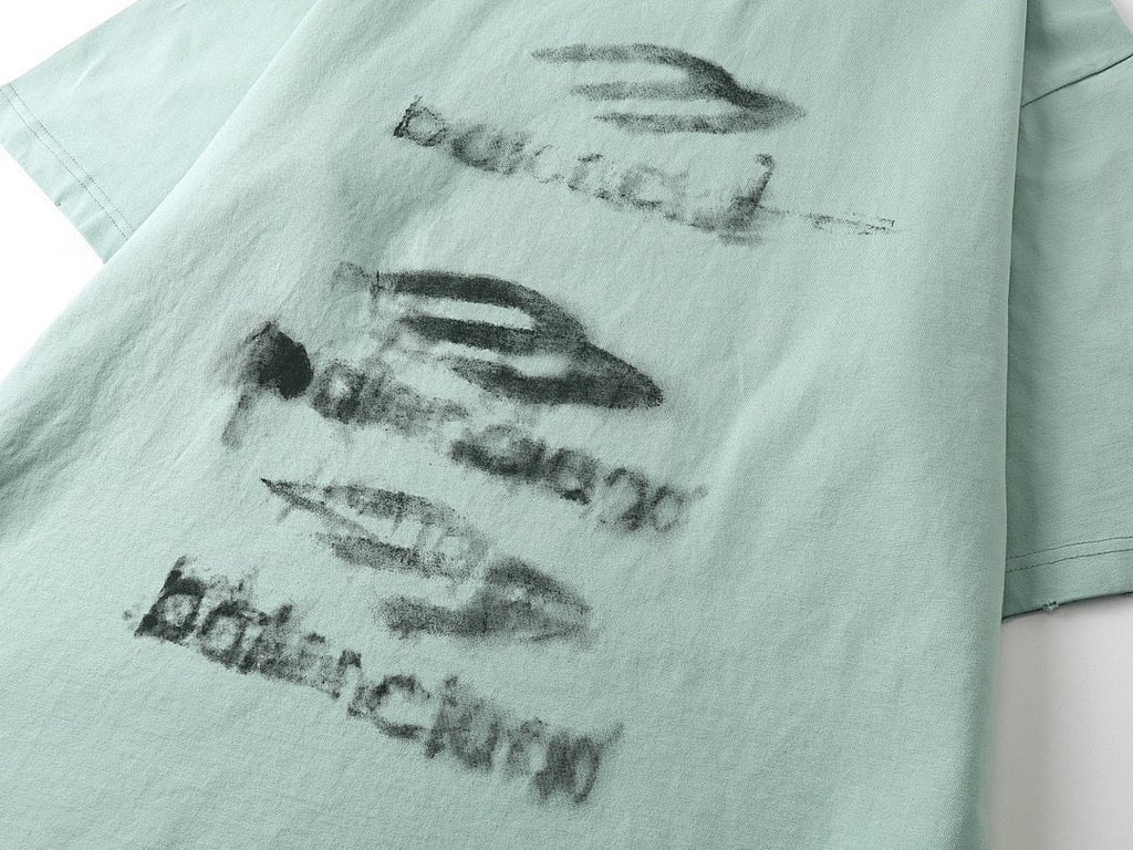 Balenciaga Blurred Logo Distressed T-Shirt Mint - 11